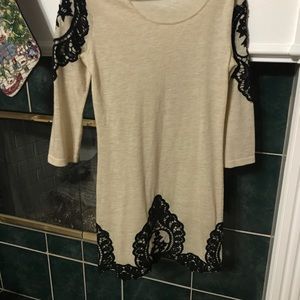 Ladies cream and beige long sleeve sweater dress size small